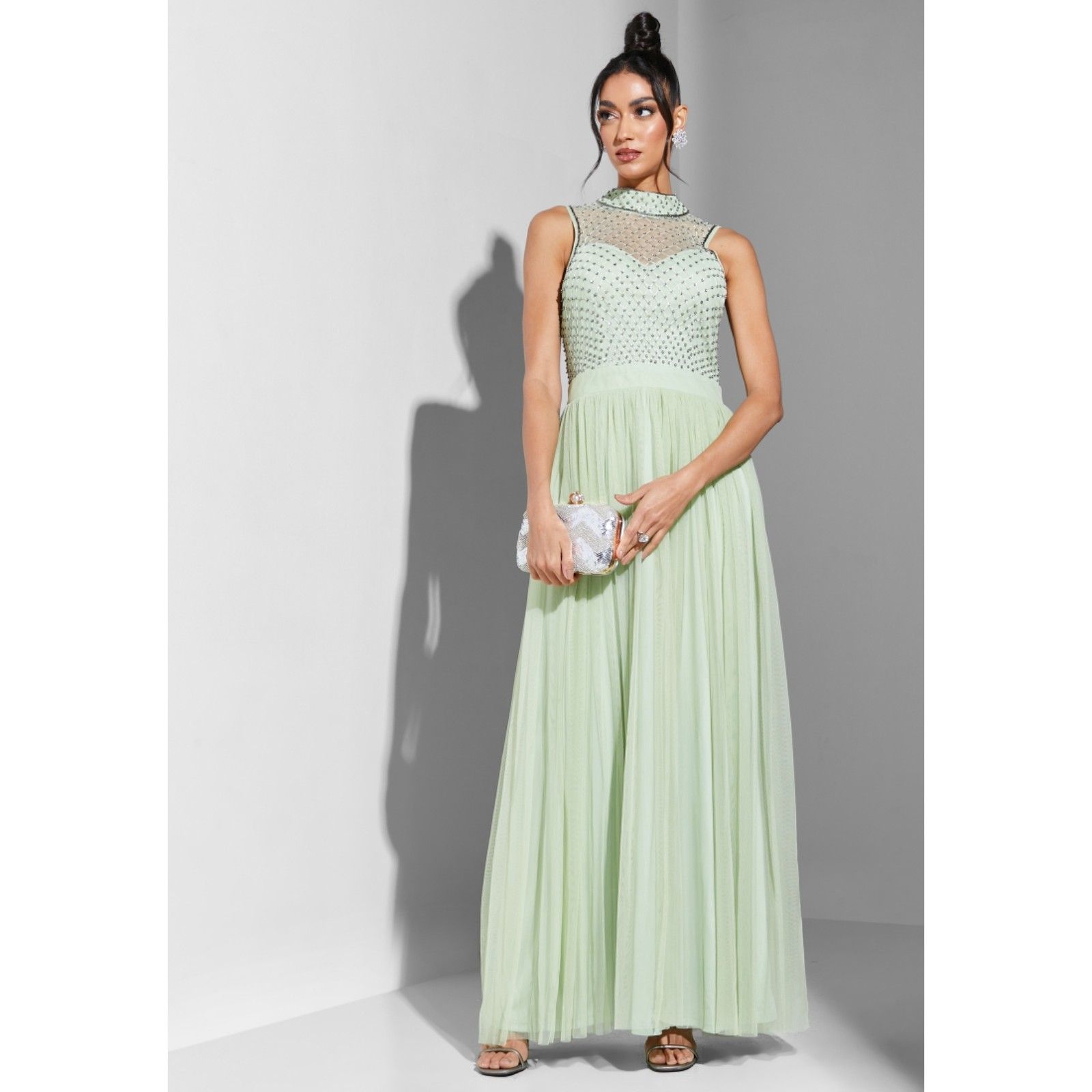 Nwt Amelia Rose Modcloth An Unforgettable Evening Green Maxi Gown Dress Size 6